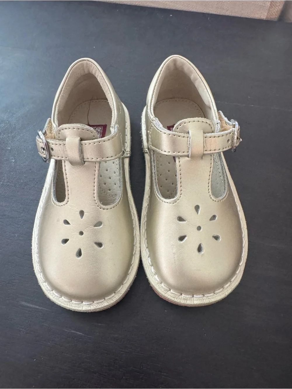 L'Amour Girls Gold Mary Jane Dress Shoes